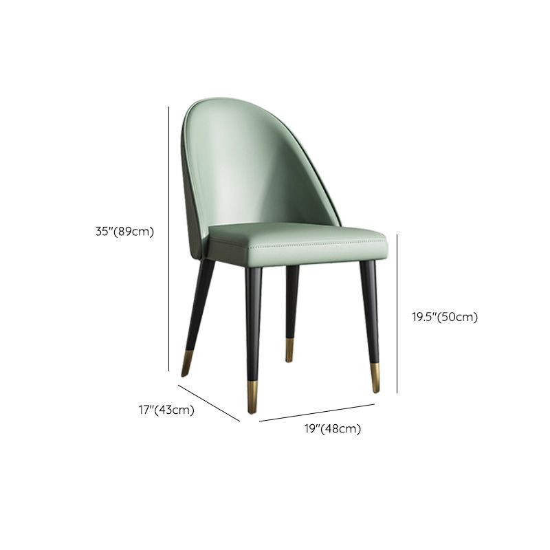 Glam Faux Leather Dining Chairs Armless Side Chairs with Wood Legs for Kitchen