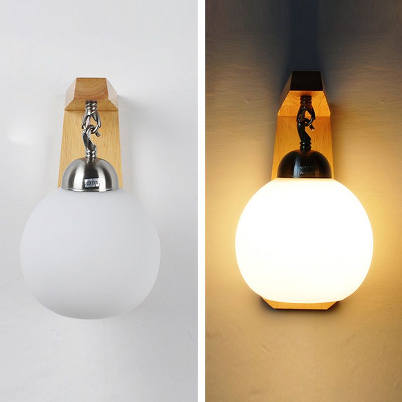 Lámpara de pared de estilo de estilo moderno accesorio de vidrio blanco de 1 bombilla Luz de montaje de pared de dormitorio