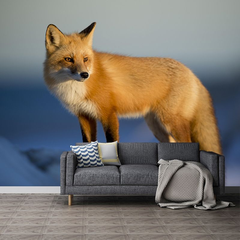 Photography Mural Wall Decor Red Fox Mildew Resistant Living Room Wall Mural Wall Art