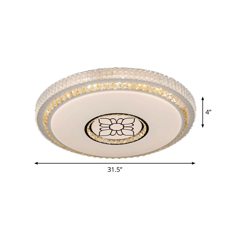 Corte de luz circular de corte de luz de cristal de corte modernista de cristal de corte modernista con patrón de flores en blanco