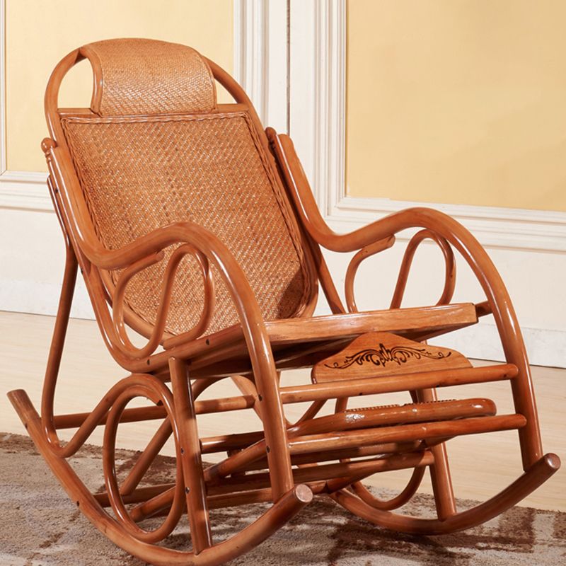 Spindle Antique Rocking Chair Wicker Rocker Chair 24" x 44.5" x  37.8" for Living Room