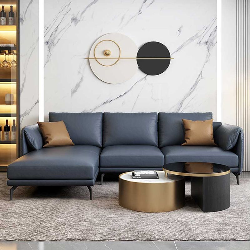 Leather Padded down Seat with Pillow Back Sectional Grey/black/brown/blue Sofa