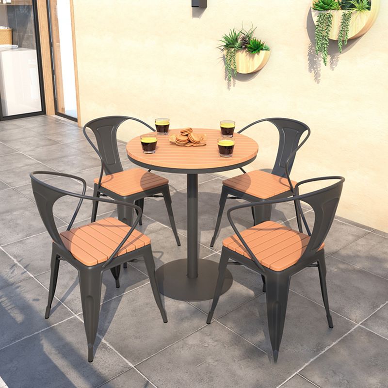 1/3/4/5 Pcs Brown Dining Set Industrial Round Dining Table Set