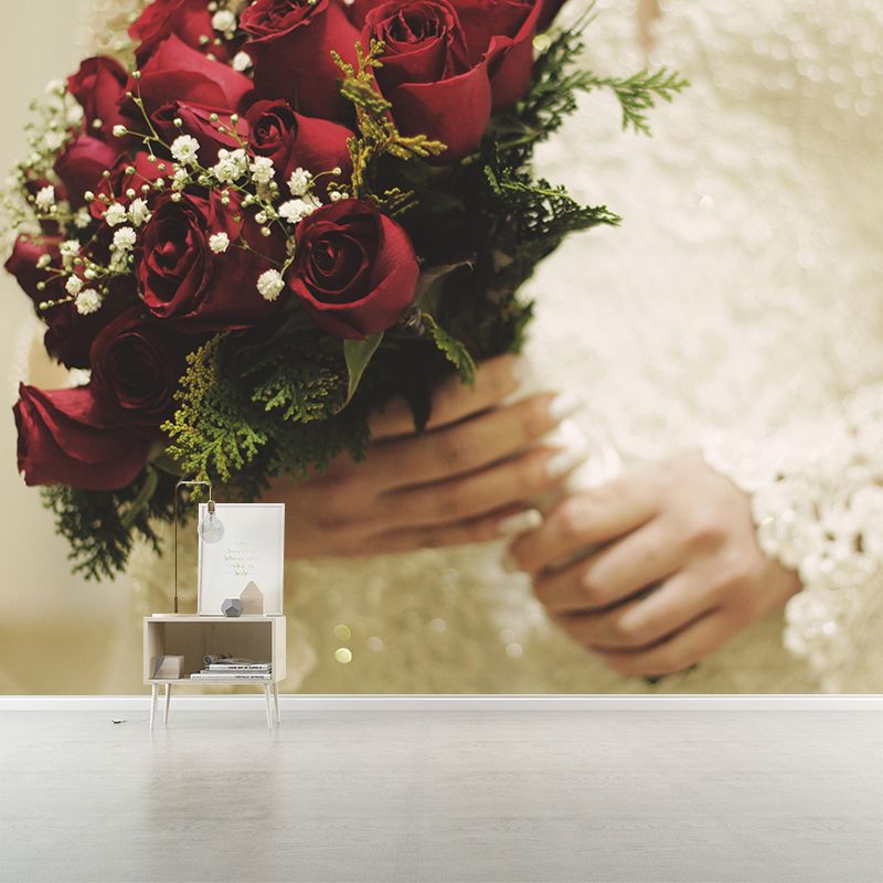 Customized Holding Flowers Mural Decal Eco-friendly Wallpaper for Living Room Wall Art