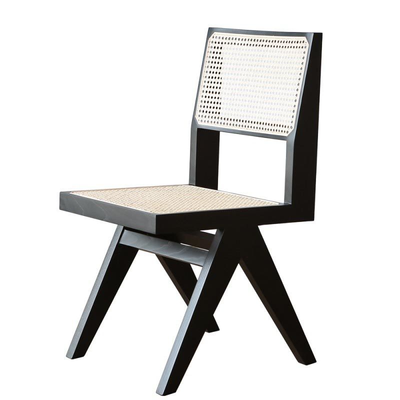 Contemporary Rattan Chair Open Back Dining Side Furniture in Matte Finish for Indoor