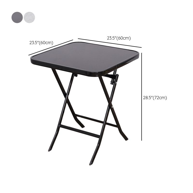 Glass Patio Table Industrial Scratch Resistant Dining Table with Black Base