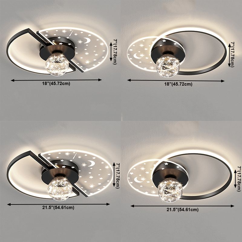 Geometry Shape LED Sky Star Ceiling Lamp Modern Iron 3 Lights Flush Mount for Bedroom