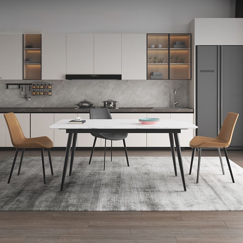 Minimalist Dining Table Set with Sintered Stone Dining Table and Upholstered Chairs