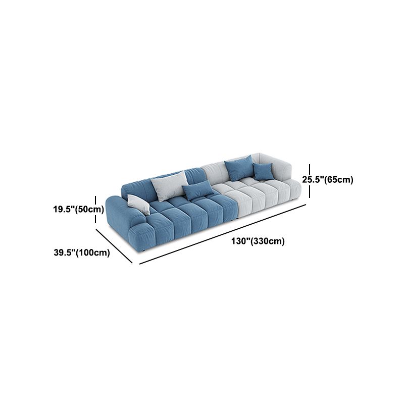 Scandinavian Sofa & Chaise in Blue and White Recessed Arm Sofa