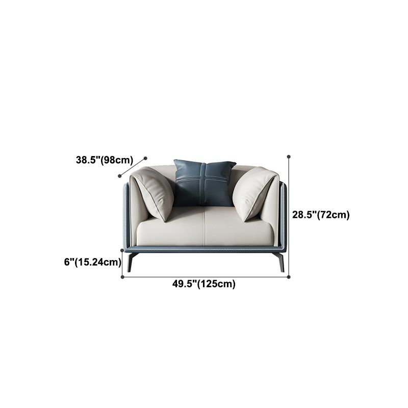Genuine Leather Pillow Top Arm Sectional Sofa 28.35"High Cushion Back Sofa for Living Room