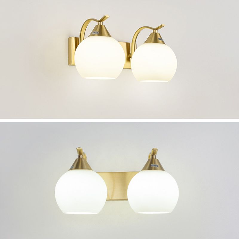 Glass Global Sconce Light Fixture Simplicity Style Gold Wall Lighting Fixture for Living Room