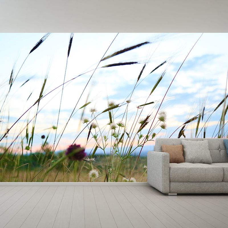 Grass Plants Wall Mural Water Resistant Wall Decor for Bedroom, Custom Size Available