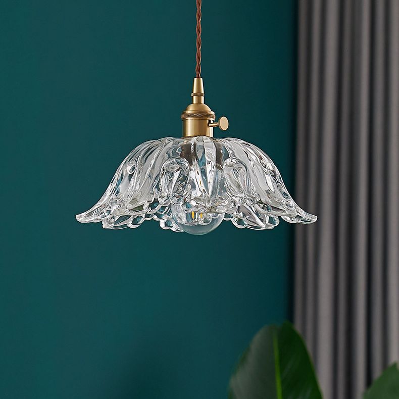 Flower Shape Shade Ceiling Pendant Lamp  Vintage Industrial  Clear Glass Indoor  Hanging Light