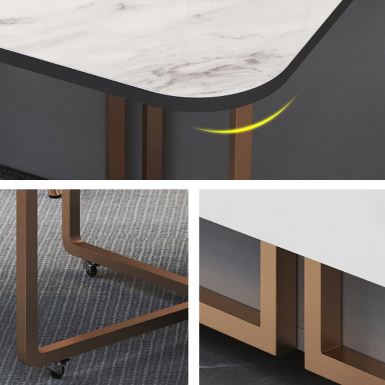 Foldable Sintered Stone Top Table Rectangle Extendable Table