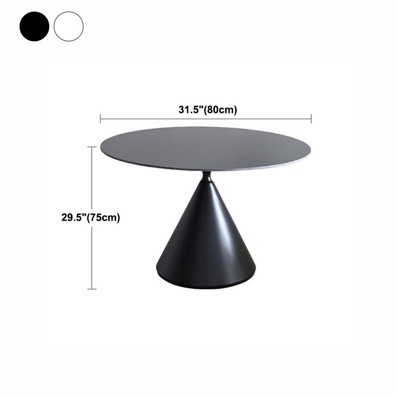 Modern Stone Pedestal Dining Table Matte Finish Round Table for Kitchen