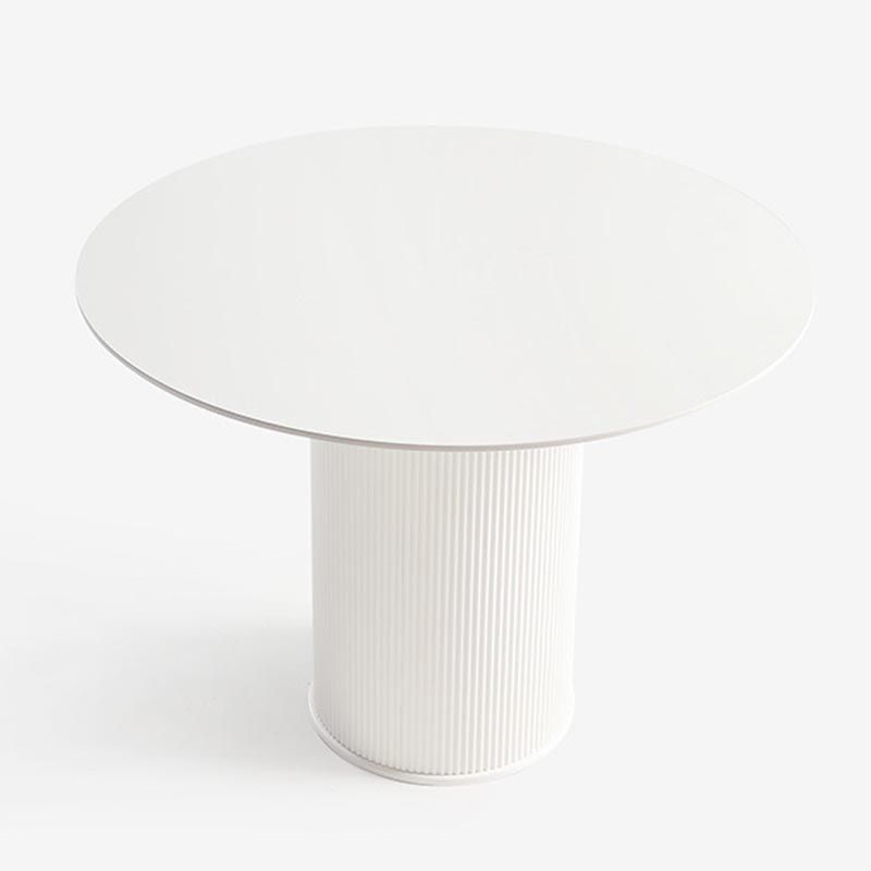Simplicity Round Restaurant Table White Stone Top Dining Table for Living Room