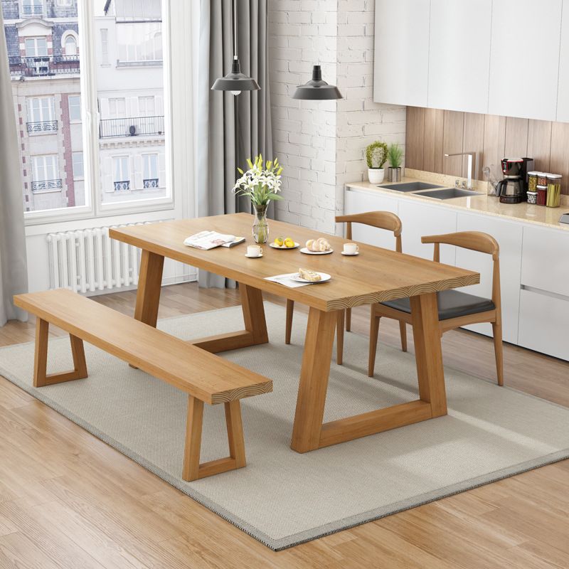 Tavolo da pranzo in legno in stile semplice in stile tavolo a forma di rettangolo con base a slitta