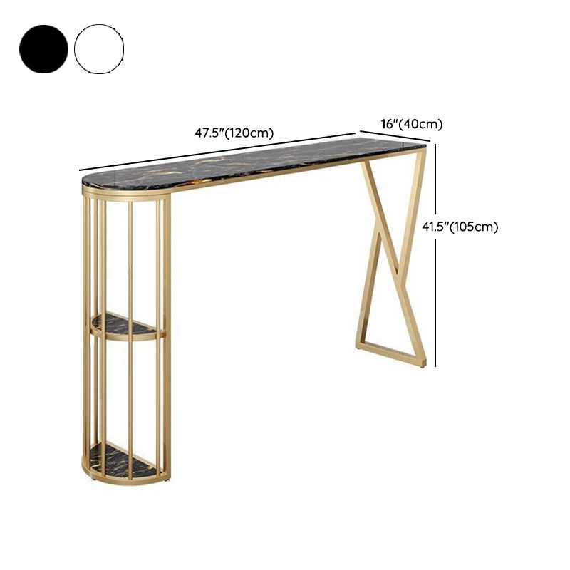 Glam Stone 1/2/3 Pieces Bar Table Set Rectangle Bar Table with Metal Legs