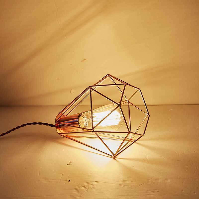 Eisen-Roségold-Anhängerlampe Flared/Diamond Cage 1-leichte Industriedecke hängen Licht für Schlafzimmer