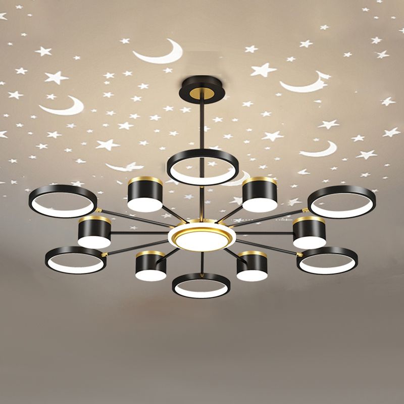 LED Simple Chandelier Lamp Multi Lights Round Shape Hanging Pendant Light for Living Room
