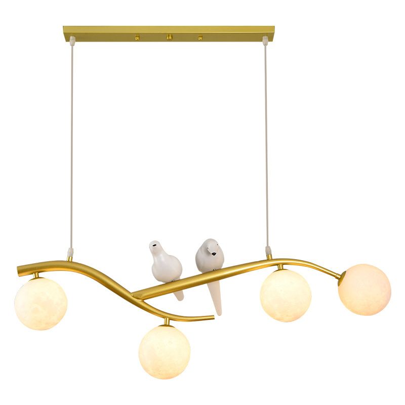 Modern Style Ball Shade Pendant Lighting 4-Lights Glass Hanging Lamp for Dining Room