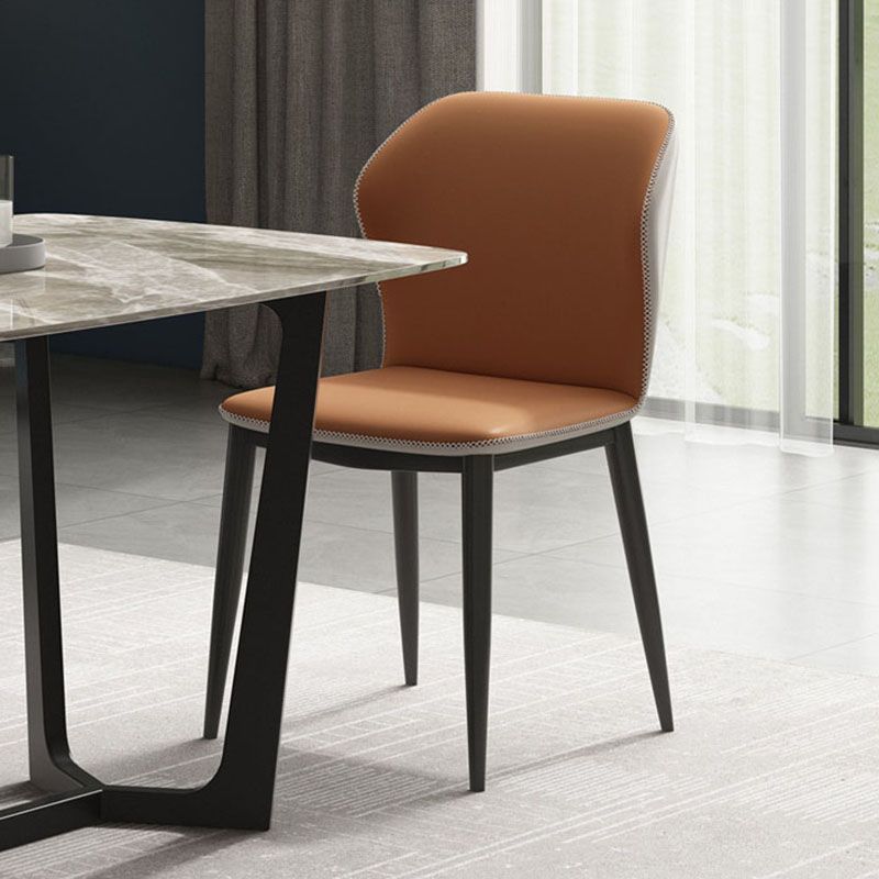 Wingback Parsons Chair Industrial Style Faux Leather Dining Chairs for Kitchen