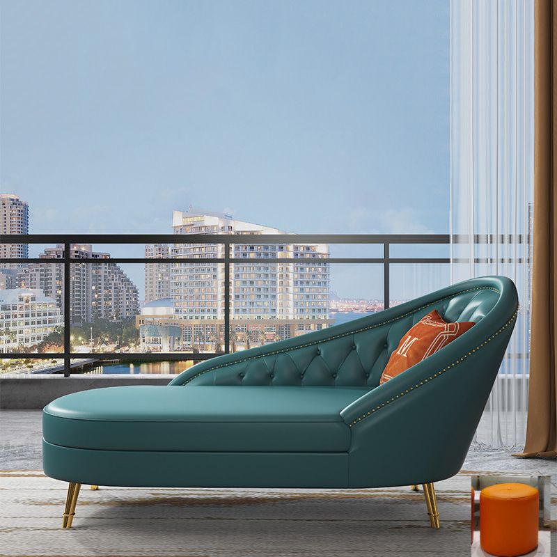 Living Room Chaise Rolled Arms Modern Chaise Lounge with Leather Upholster
