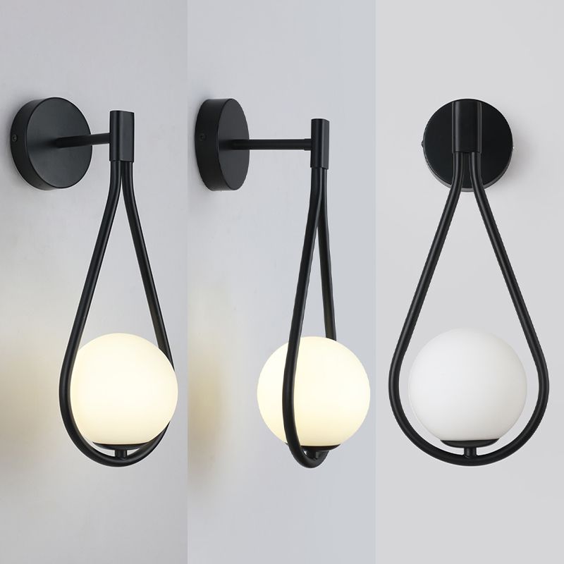 Lámpara de pared de lágrima de lámpara de pared de estilo simple moderno con sombra de vidrio de bola