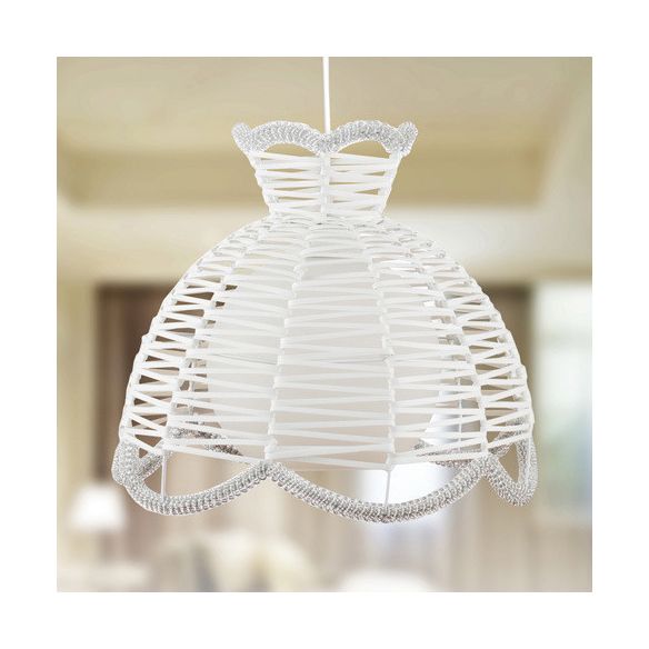 Rattan mit überbrochener Schatten Anhängerlampe moderne einfache 1 hängende Beleuchtung in Weiß