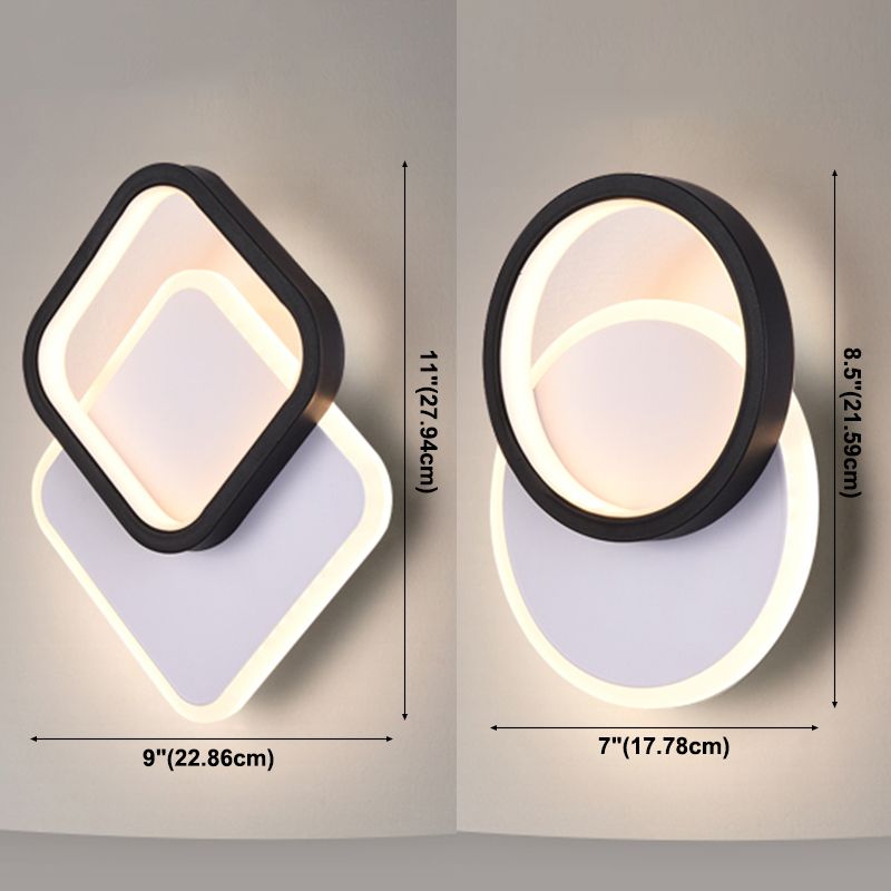 Luce murale a forma geometrica minimalista Luce a LED SCONCE LED in bianco nero in bianco
