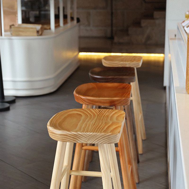 Tabouret de bar en bois moderne, siège profilé, repose-pieds d'intérieur sans dossier, tabouret de comptoir
