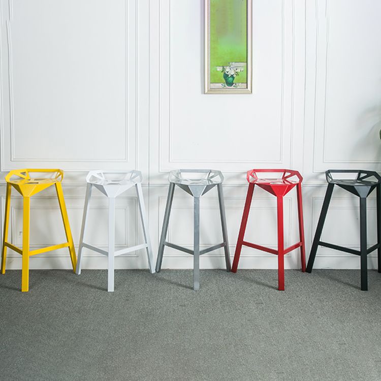 Modern Armless Backrest Counter Stool Iron Cafe Bar Stool with Seat