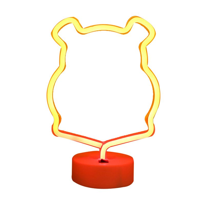 Animal Kids Bedroom Night Light Plastic Battery LED Creative Nightstand Lighting in White