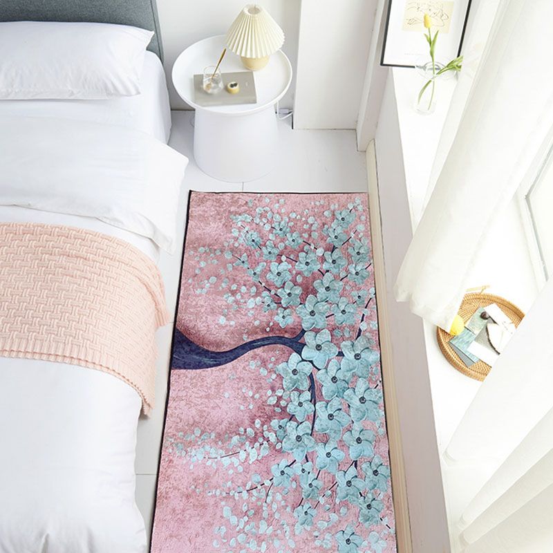 Navy Modern Rug Animal Pattern Polyester Area Carpet Stain Resistant Rug for Bedroom