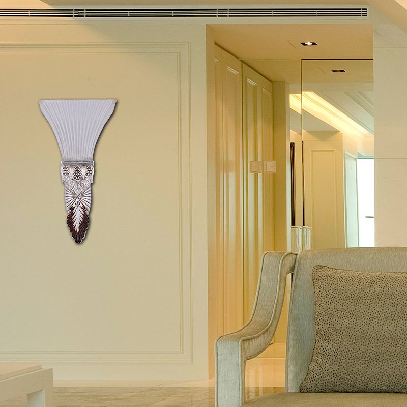 Éclatement en verre jaune applique légère légère style rétro 1 tête lampe murale de salon avec or / argent / blanc et en or plaque arrière