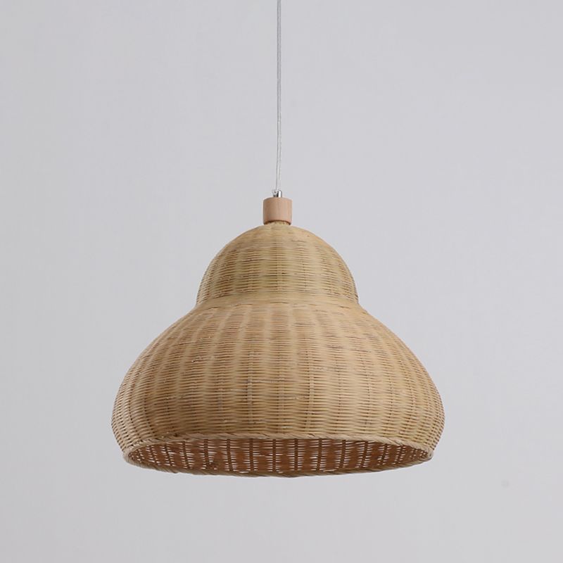 Japanese Hand-Worked Pendant Lighting Bamboo 1 Head Ceiling Suspension Lamp in Beige