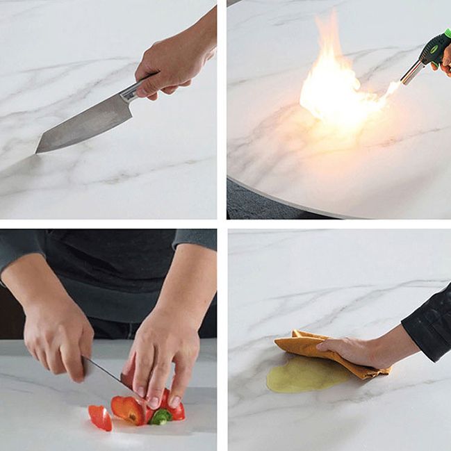 Contemporary Style Bar Table Stone Bistro Bar Desk with Double Pedestal