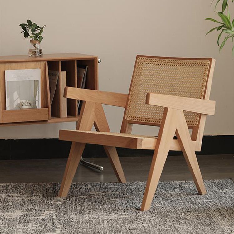 Silla de comedor de madera tradicional, sillón de comedor con respaldo de caña para uso doméstico