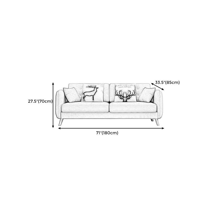 Modern Macaroon Square Arm Sofa 4 Wood Legs Cushions Sofa for Apartment
