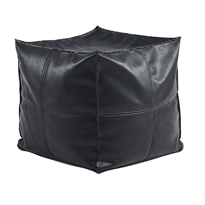 Modern Orange Pure Color Pouf PU Leather Water Resistant Pouf