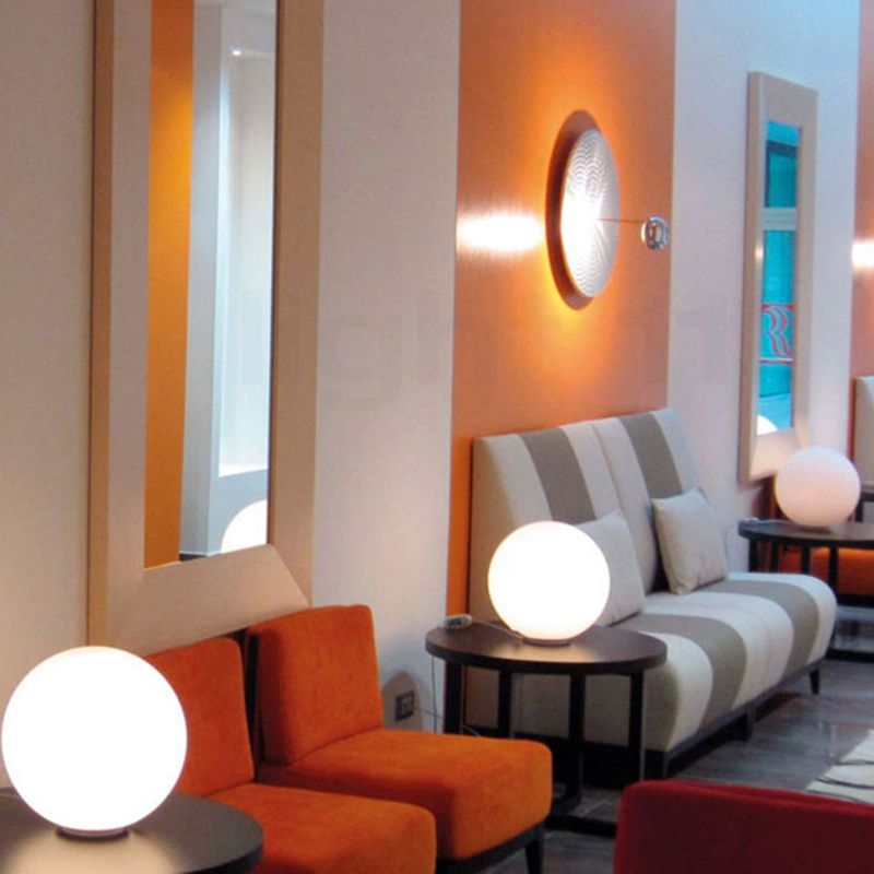 White Globe Table Lamp in Modern Concise Style Glass Single Table Light for Interior Spaces