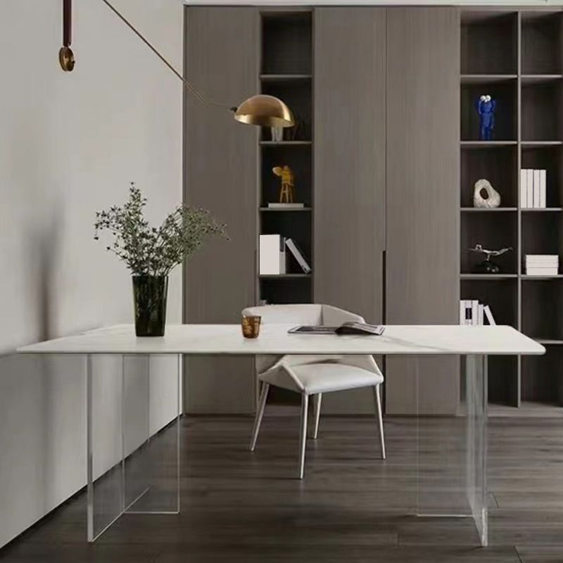 Modern White in Marble Counter Table Rectangle Dining Table for Kitchen