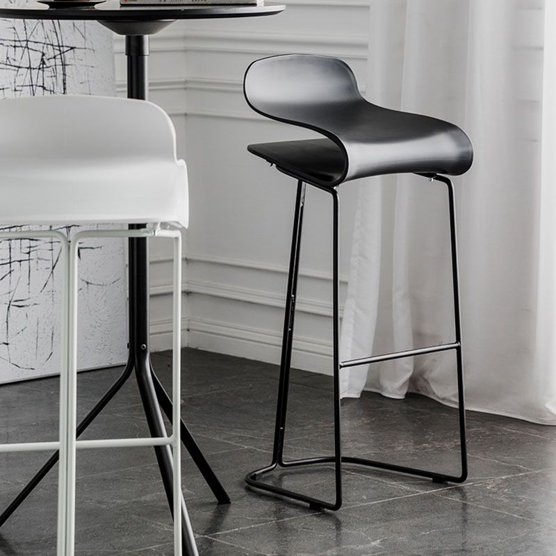 Modern Living Room Footrest Stool Matte Finish Plastic Barstool