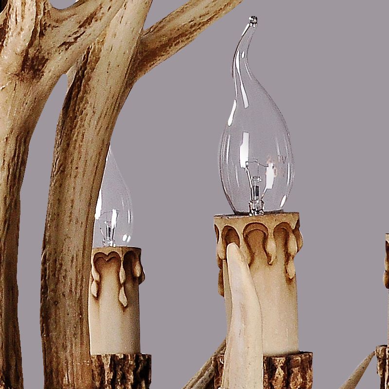 Harzgeweih Anhänger Licht im traditionellen Vintage -Stil Sputnik Indoor -Kronleuchter mit Glasschatten