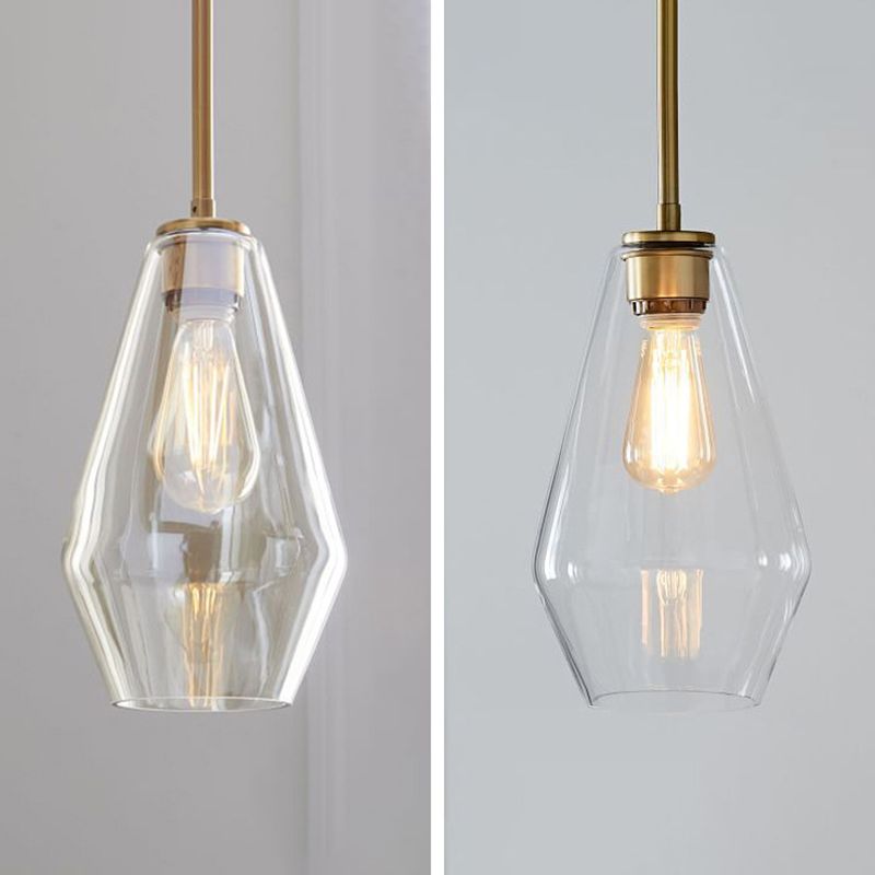 1 Light Pendant Light Modern Minimalist Glass Shade Dining Room Hanging Lamp