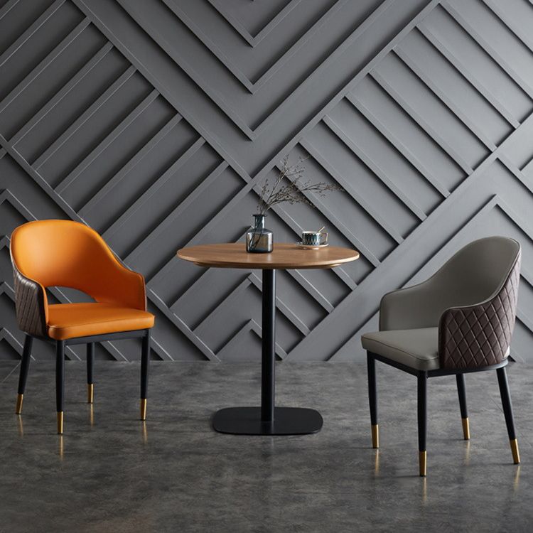 Faux Leather Dining Chairs Open Back Dining Side Chair for Home