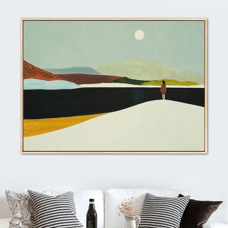 Abstract Mountain Drawing Canvas Print Minimalist Textured Wall Art in Family Room