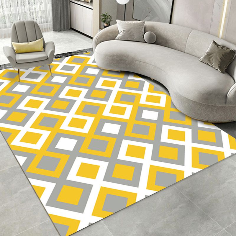 Simplicity Matrix Pattern Carpet Polyester Indoor Rug Stain Resistant Area Rug for Living Room