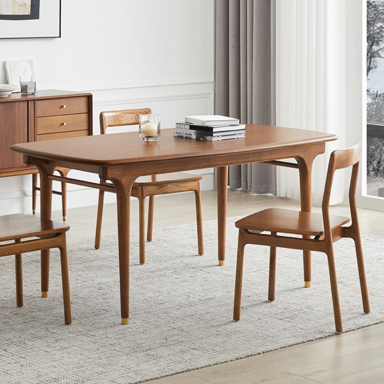 Indoor Solid Wood Dining Side Chair Brown Open Back Dining Side Chair