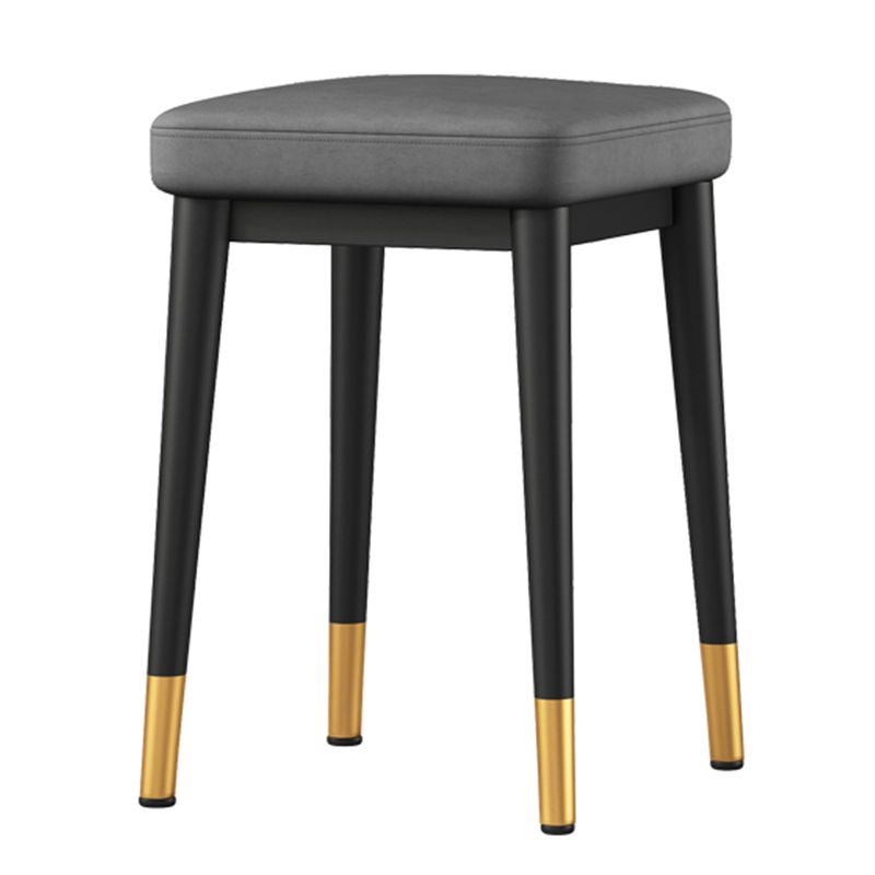 Square Ottoman Solid Color Upholstered Metal Frame Fabric Standard Ottoman